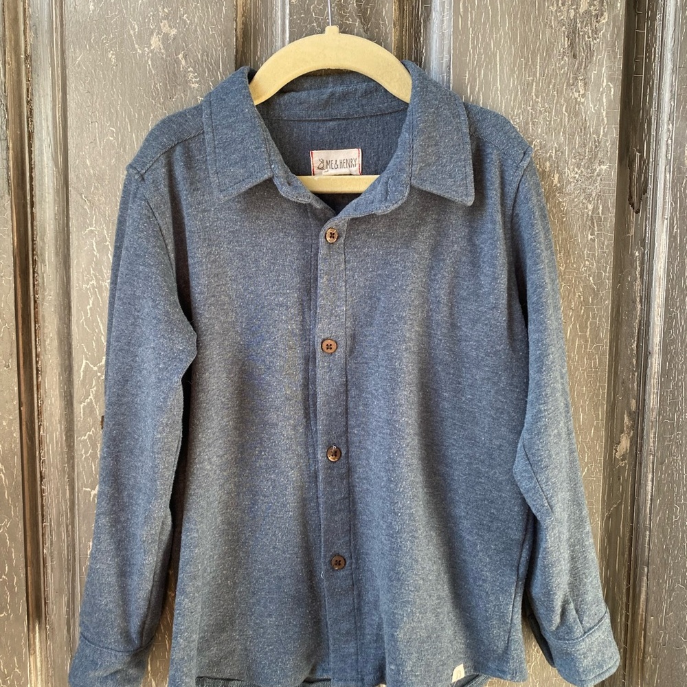 Boys' Heather Navy Button-Up Shirt